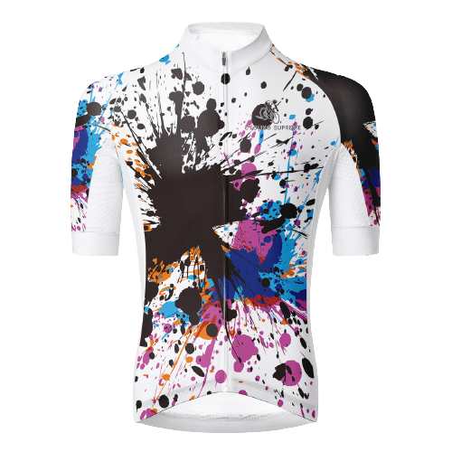 Dynamic splash pattern for bold cyclists.