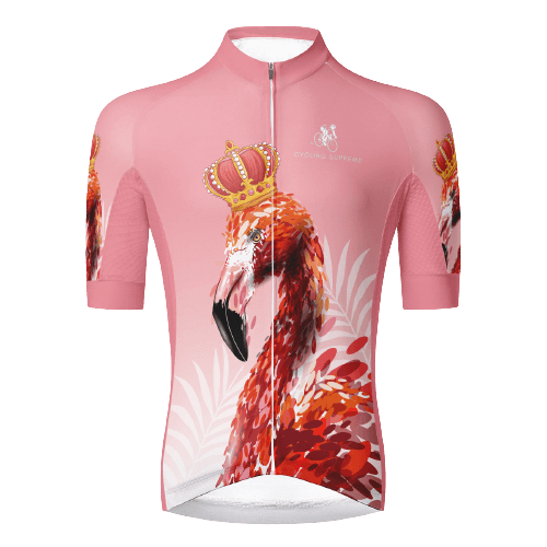 Bold king flamingo design for standout cycling.