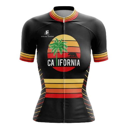 Women's cycling jersey with California theme.