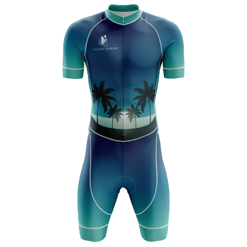 Sunset/palms triathlon suit for men.