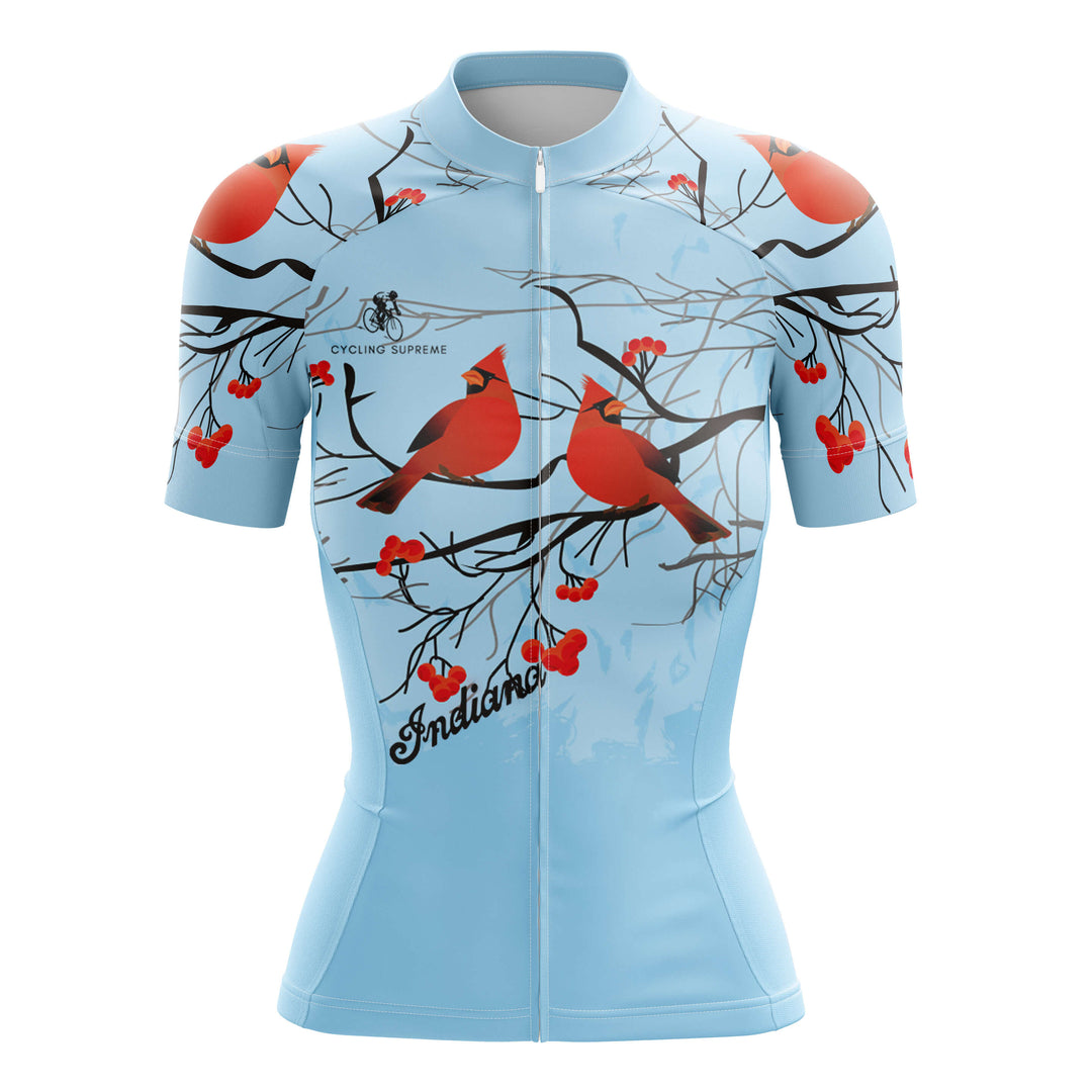 Women's cycling jersey featuring Indiana birds.