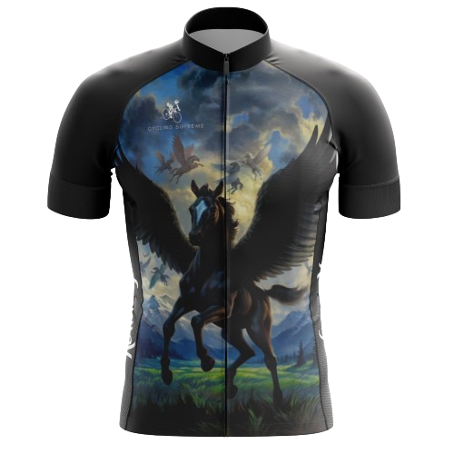 Men's Dark Horse cycling jersey featuring a bold dark horse design and breathable fabric for a stylish and high-performance ride.