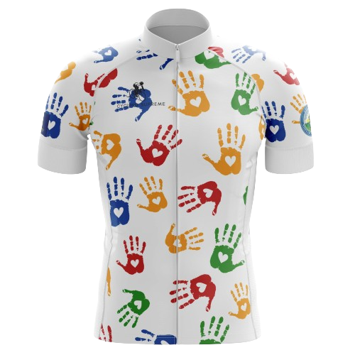 Color Handprint men's cycling jersey, artistic and vibrant