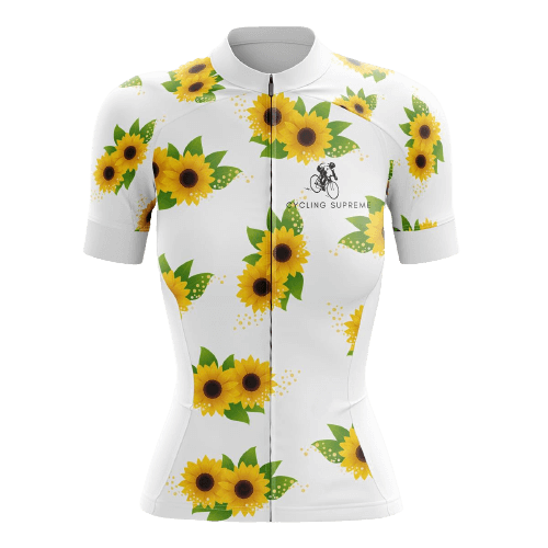 Women's cycling jersey featuring sunflowers.