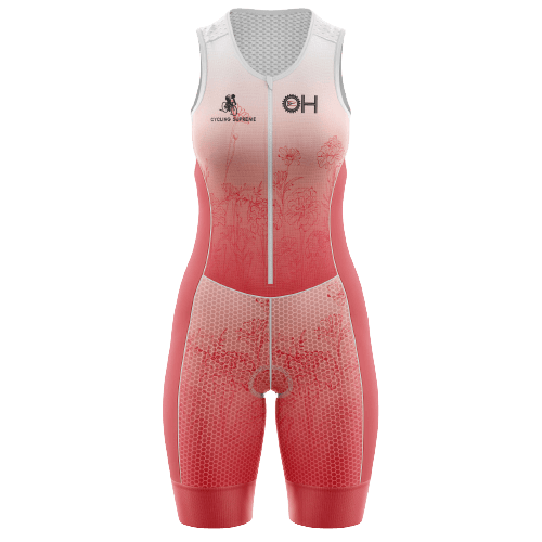 Floral rose design women's triathlon suit.