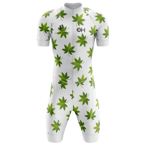 Marijuana leaf triathlon suit for men.