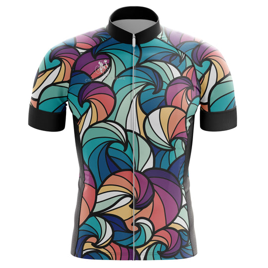 Color Waves men's cycling jersey, artistic pattern