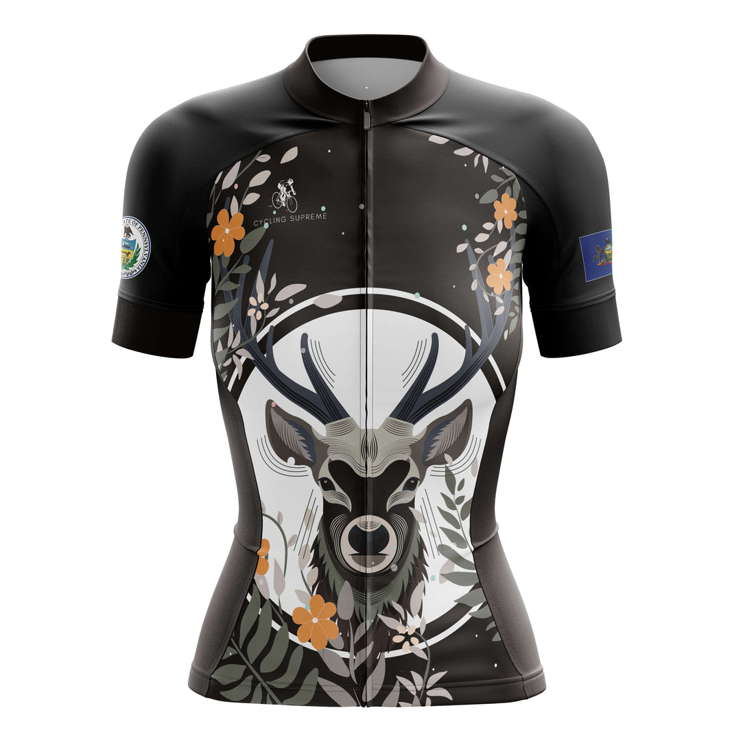 Women's cycling jersey featuring Pennsylvania theme.