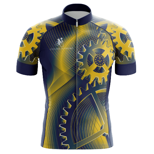 Gears men's cycling jersey, mechanical theme