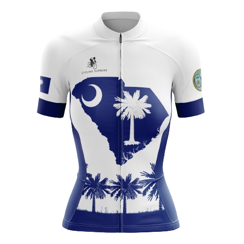 Women's South Carolina cycling jersey featuring a design inspired by South Carolina and breathable fabric for a comfortable, stylish ride.