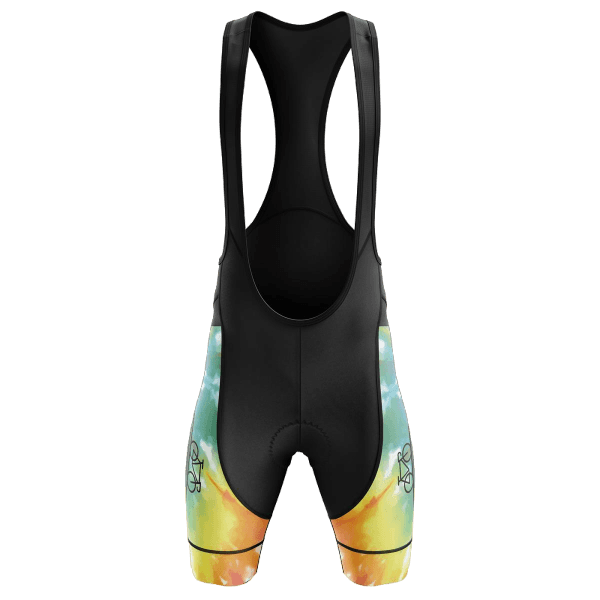 Tie Dye Bib Shorts featuring a colorful tie-dye pattern and breathable material for a unique and comfortable ride.