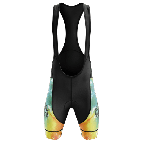 Tie Dye Bib Shorts featuring a colorful tie-dye pattern and breathable material for a unique and comfortable ride.