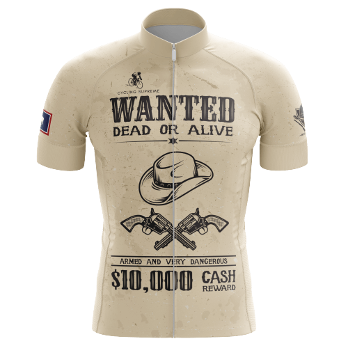 Wanted men's cycling jersey, Western theme