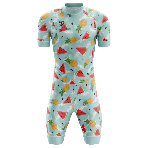 Watermelon/pineapple triathlon suit for men.