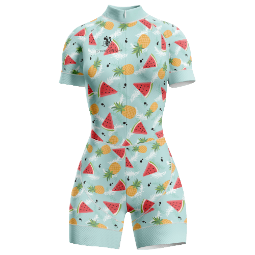 Watermelon and pineapple design women's triathlon suit.