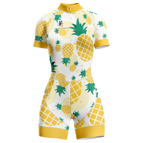 Pineapple-themed women's triathlon suit for tropical flair.