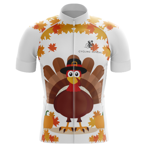 Thanksgiving Turkey men's cycling jersey, festive fall design