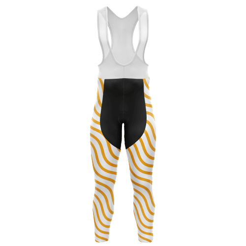 Thanksgiving Orange Wave winter cycling pants, unisex design for festive and cold-weather rides.