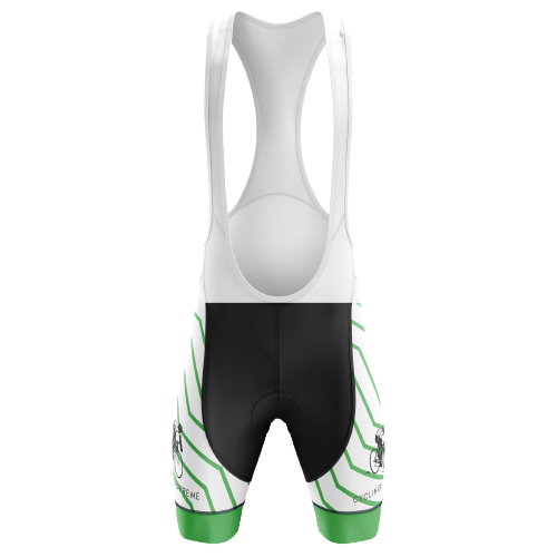 Unisex bib shorts with a green wave design for Thanksgiving.