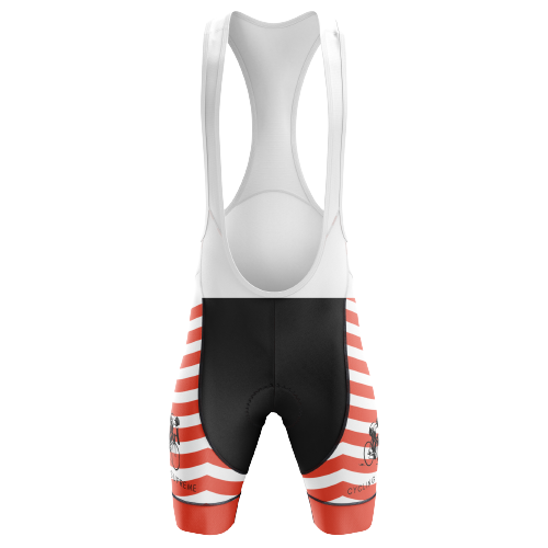 Unisex bib shorts with a red wave design for Thanksgiving.