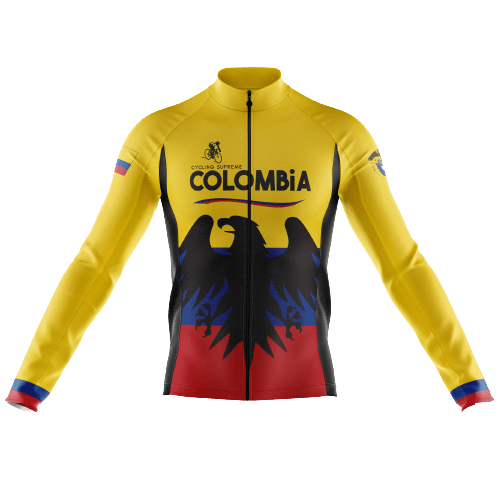 Men's long sleeve cycling jersey with Colombia Andean condor design.