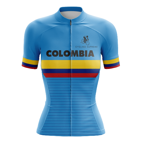 Women's cycling jersey featuring the Colombian flag.