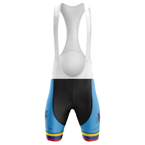 Blue unisex bib shorts perfect for cyclists from Colombia.