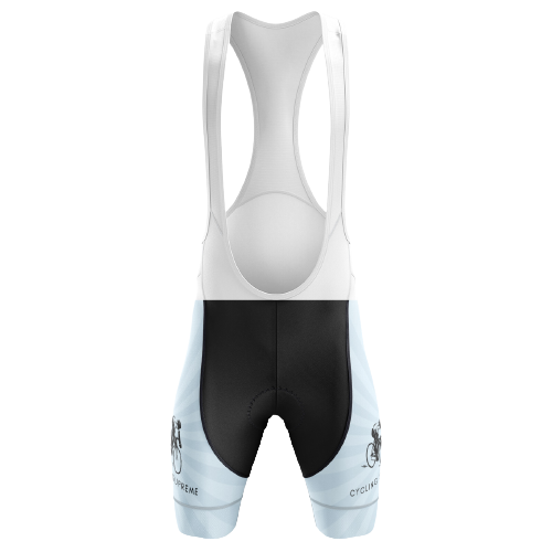 White unisex bib shorts designed for cyclists in Australia.