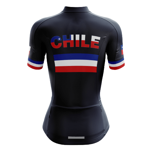 Women's cycling jersey with black Chile flag  | Cycling Supreme