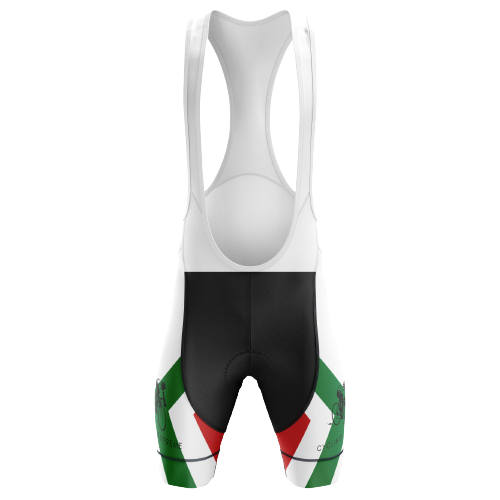 Unisex bib shorts with an Italian flag design for a stylish ride.