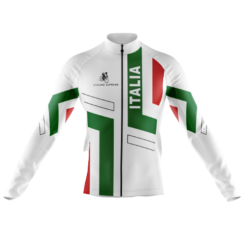 Men's long sleeve cycling jersey with Italy flag design.