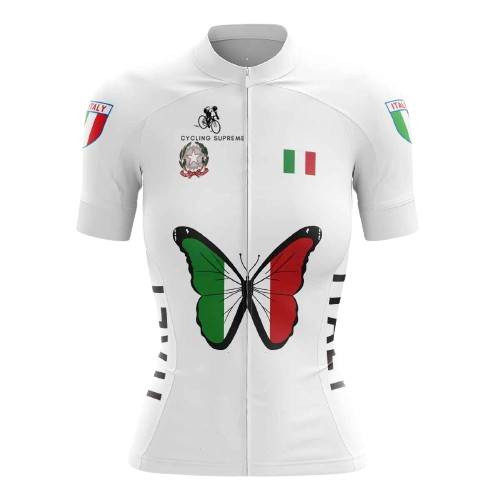 Women's cycling jersey featuring Italy and butterflies.