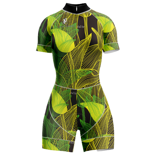 Floral tulip design women's triathlon suit for elegant style.