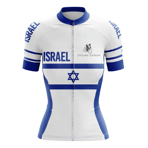 Women's cycling jersey with Israel theme.