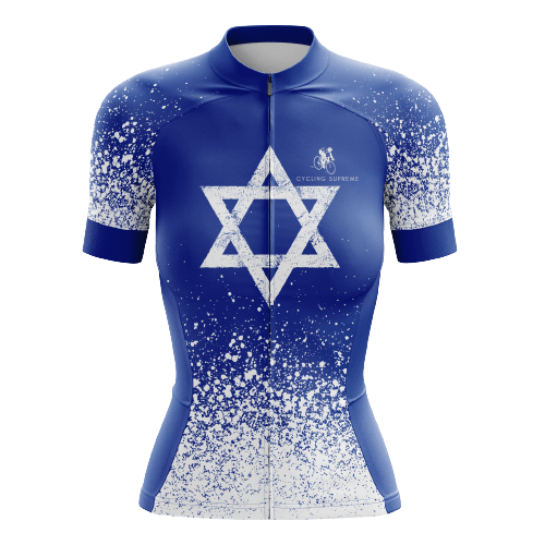 Women's cycling jersey with splash of Israel theme.