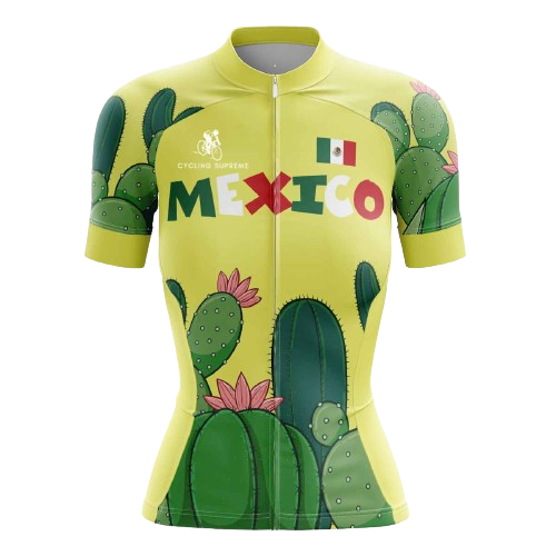 Women's cycling jersey with Mexican desert theme.