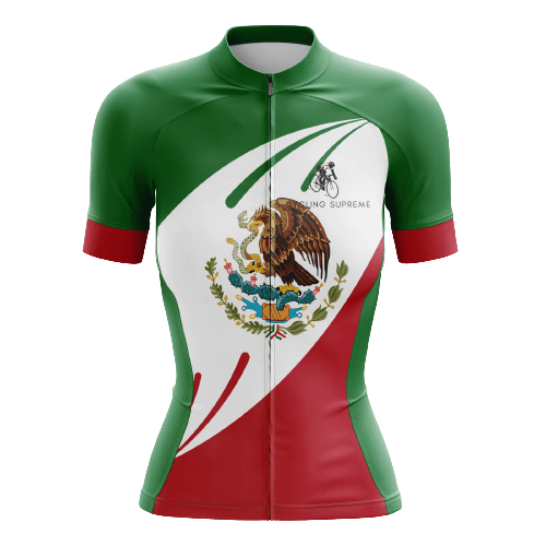 Women's cycling jersey featuring the Mexican flag.