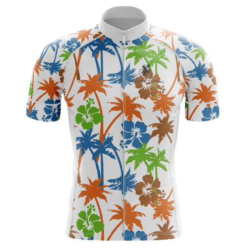 Flower/Palms men's cycling jersey, tropical floral