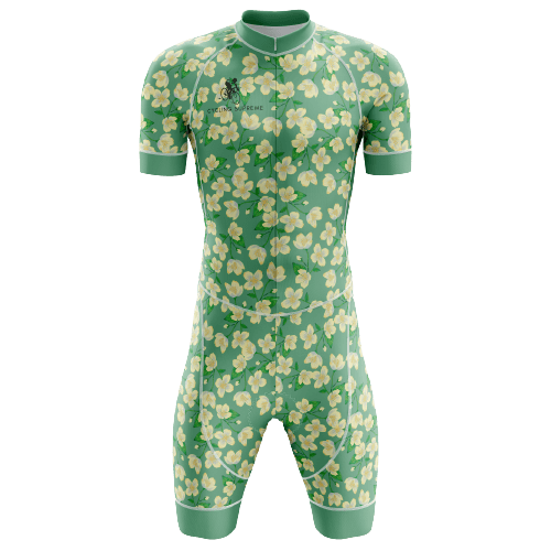 Floral yellow blossom triathlon suit for men.