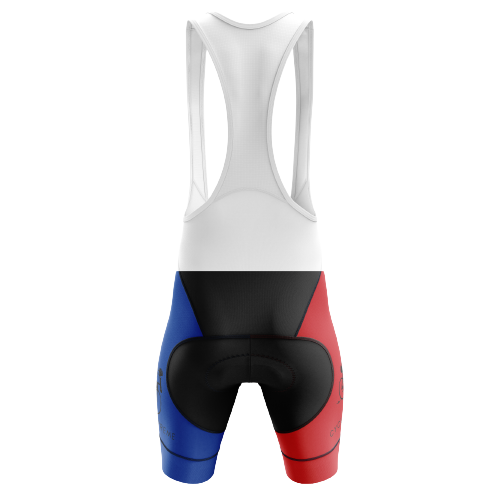 Red and blue unisex bib shorts inspired by Czech colors. | Cycling Supreme