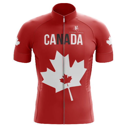 Canada Red/White Leaf men's cycling jersey, classic Canadian