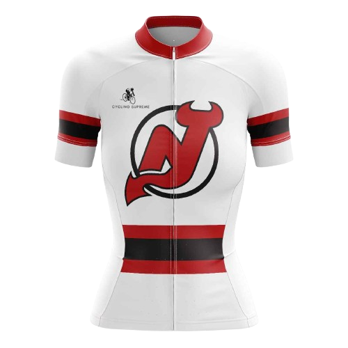 Women's cycling jersey featuring NJ Devils logo.