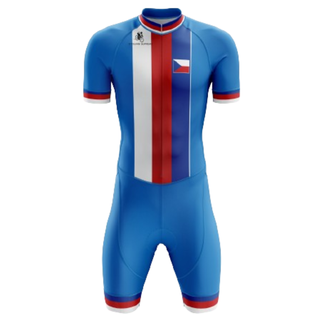 Men's Czech Republic triathlon suit featuring a vibrant Czech-inspired design and breathable, performance-focused fabric.