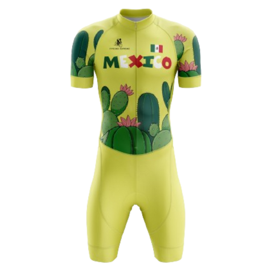 Men's Mexico triathlon suit featuring a vibrant Mexican design and breathable, performance-enhancing fabric.